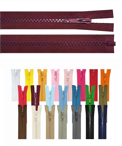 Reißverschluss teilbar Jackenreißverschluss Kunststoff Krampe Zähne grob 5mm Jacken Mantel Taschen Bordeaux 65cm von iHS Range