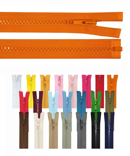 Reißverschluss teilbar Jackenreißverschluss Kunststoff Krampe Zähne grob 5mm Jacken Mantel Taschen Orange 85cm von iHS Range