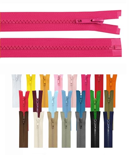 Reißverschluss teilbar Jackenreißverschluss Kunststoff Krampe Zähne grob 5mm Jacken Mantel Taschen Pink 50cm von iHS Range