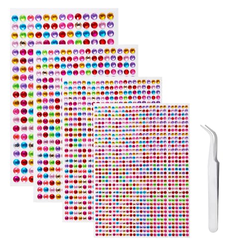 iJiZuo 1792 Stück Glitzersteine Selbstklebend 4 Blatt Strass Aufkleber, Bunt Strasss Größe Mixed Selbstklebende Strasssteine, für DIY Fingernagel Handy-Kleidung Dekorationen, Bunt von iJiZuo