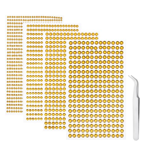 iJiZuo 1792 Stück Glitzersteine Selbstklebend 4 Blatt Strass Aufkleber, Silberne Strasss Größe Mixed Selbstklebende Strasssteine, für DIY Fingernagel Handy-Kleidung Dekorationen-Gold von iJiZuo