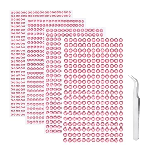 iJiZuo 1792 Stück Glitzersteine Selbstklebend 4 Blatt Strass Aufkleber, Silberne Strasss Größe Mixed Selbstklebende Strasssteine, für DIY Fingernagel Handy-Kleidung Dekorationen-Rosa von iJiZuo