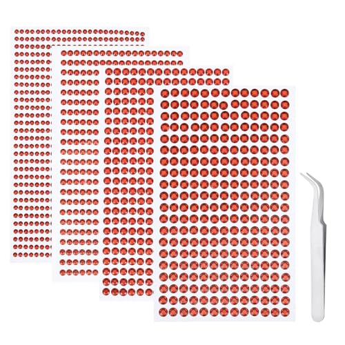 iJiZuo 1792 Stück Glitzersteine Selbstklebend 4 Blatt Strass Aufkleber, Silberne Strasss Größe Mixed Selbstklebende Strasssteine, für DIY Fingernagel Handy-Kleidung Dekorationen-Rot iJiZuo 1792 Stück Glitzersteine Selbstklebend 4 Blatt Strass Aufkleber, Silberne Strasss Größe Mixed Selbstklebende Strasssteine, für DIY Fingernagel Handy-Kleidung Dekorationen-Rot von iJiZuo