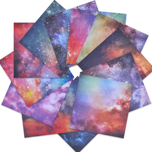 Sternenhimmel gemustertes Kartonpapier, Galaxie-Scrapbook, Papierblock, 15,2 x 15,2 cm, 24 Blatt, einseitiges Junk-Tagebuch, Scrapbooking-Papier für DIY, Origami-Kartenherstellung, Kunst, Collage von iKammo