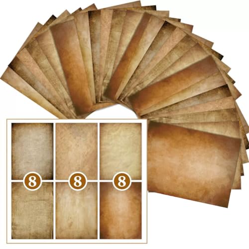 Vintage-Computer-Papier, Pergamentpapier, Schreibpapier, 48 Blatt, A4-Druckerpapier, Vintage-Papier, antikes Papier, Retro-Bordüre, doppelseitig, 21,6 x 27,9 cm (FG02-E, A4) von iKammo