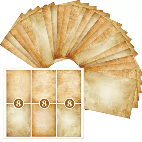 Vintage-Computer-Papier, Pergamentpapier, Schreibpapier, 48 Blatt, A4-Druckerpapier, antikes Papier, Retro, bemalter Rand, Briefkopf, doppelseitig, 21,6 x 27,9 cm (FG02-G, A4) von iKammo