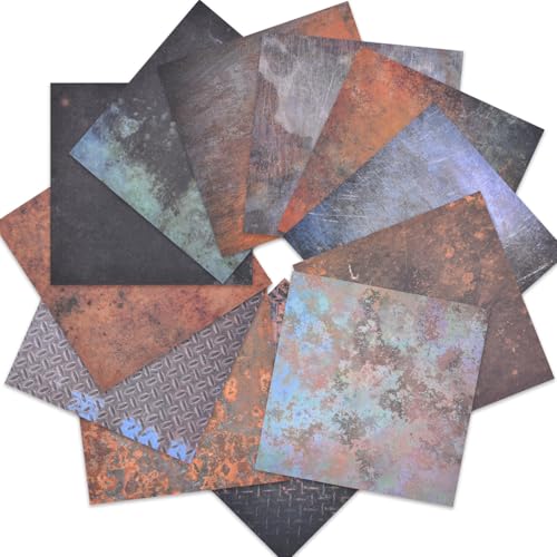 Vintage Old Scrapbook Paper Pad Retro Metal Textures Patterned Cardstock Paper 6x6 ,24 Sheets Single Side Junk Journal Scrapbooking Papers for DIY Origami Card Making Art Collage Computer Papers von iKammo