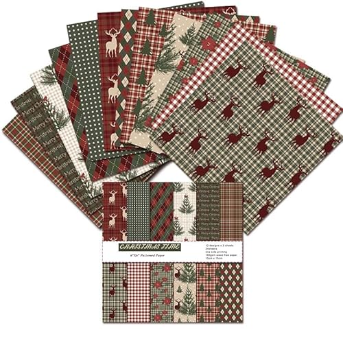 Weihnachts-Scrapbook-Papierblock, 30,5 x 30,5 cm, Vintage-Weihnachts-Hirsch-Muster, 24 Blatt, doppelseitig, Frohe Weihnachten, Scrapbooking, Karton, Papierblock für Urlaubskarten, DIY, Origami-Papier. Weihnachts-Scrapbook-Papierblock, 30,5 x 30,5 cm, Vintage-Weihnachts-Hirsch-Muster, 24 Blatt, doppelseitig, Frohe Weihnachten, Scrapbooking, Karton, Papierblock für Urlaubskarten, DIY, Origami-Papier. von iKammo