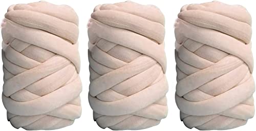 3PCS Chunky Garn Chunky Wolle Garn Roving Häkeln DIY Perfekt，Handgestrickte Häkeldecken-Teppiche Decke Kissen Haustier Bett Bett (Beige) von iKneonei
