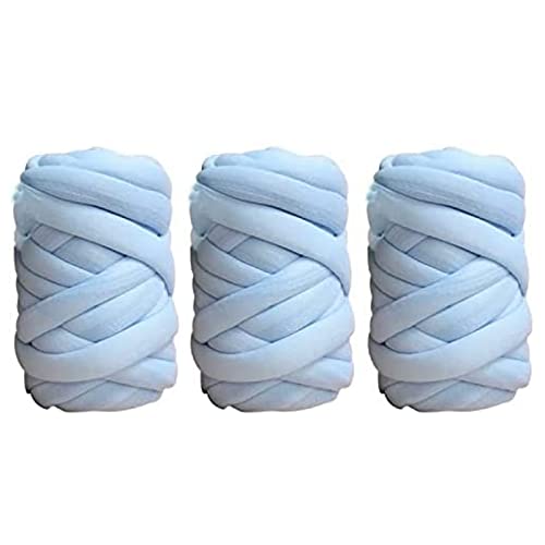 3PCS Chunky Garn Chunky Wolle Garn Roving Häkeln DIY Perfekt，Handgestrickte Häkeldecken-Teppiche Decke Kissen Haustier Bett Bett (blue) von iKneonei