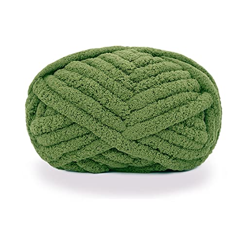 iKneonei 3 x 230 Gramm Dicke Wolle Garn Strickgarn, Super Soft Chenille Chunky Yarn, Wolle Super Bulky für Teppiche, Sofadecken, Decken, Heimdekoration, Armstricken Wolle - Green von iKneonei