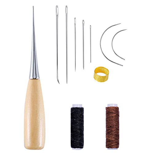 iLamdeetek 11 Stück Leder Nähnadeln,Hand Leder Werkzeug Set,Gebogene Polsternadeln,mit Bohr-Ahle, Gewachstem Faden, Hand-Nähnadeln und Fingerhut,für Leder, Teppich, Matratzen Reparieren iLamdeetek 11 Stück Leder Nähnadeln,Hand Leder Werkzeug Set,Gebogene Polsternadeln,mit Bohr-Ahle, Gewachstem Faden, Hand-Nähnadeln und Fingerhut,für Leder, Teppich, Matratzen Reparieren von iLamdeetek