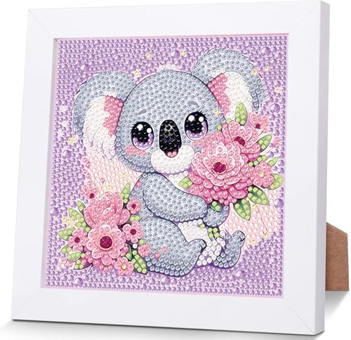 iLovwvoea Diamond Painting Kinder mit Rahmen, 5D DIY Cartoon Diamant Painting Bilder, 15x15cm Leinwand und mit 18x18cm Bilderrahmen für Kinder und Erwachsene von iLovwvoea