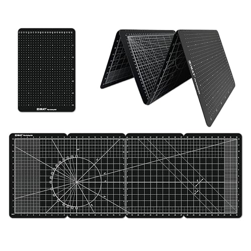 iMAT Klapp-Schneidematte Typ M, faltbar, minimale Größe in der Nähe von A4, maximale Größe 35 x 96 cm, doppelseitige Verwendung, eine Seite: in, andere Seite: cm, geeignet für handgefertigte Projekte von iMAT