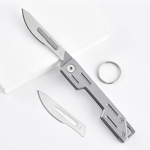 iMQUVTY EDC Folding Knife Klappbares Skalpell Messer, Taschenmesser für Männer, kleines Schlüsselanhänger schlankes,Rasiermesser mit 10 Stück #24 austauschbaren Klingen Faltbar iMQUVTY EDC Folding Knife Klappbares Skalpell Messer, Taschenmesser für Männer, kleines Schlüsselanhänger schlankes,Rasiermesser mit 10 Stück #24 austauschbaren Klingen Faltbar von iMQUVTY