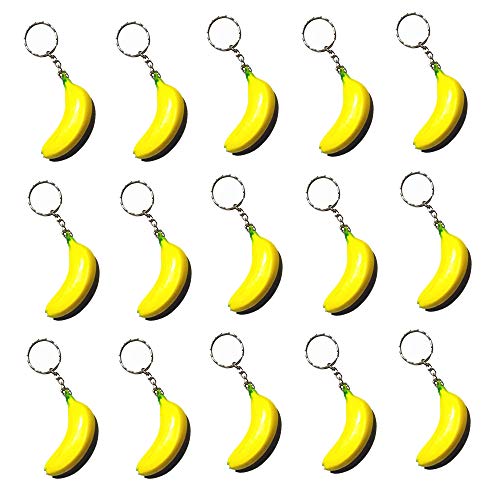 iMagitek Bananen-Schlüsselanhänger für Kinder, Partyzubehör, Schulkarnevalspreise, Partytüten-Geschenkfüller, Bananen-Stressabbau-Spielzeug, 15 Stück von iMagitek