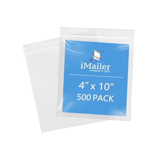 iMailer 10,2 x 25,4 cm, 500 Stück, 2 mm, wiederverschließbare Reißverschlussbeutel, kleine transparente Plastiktüten zur Aufbewahrung, Organisation, Handwerk, Snacks, Schmuck, Hardware von iMailer