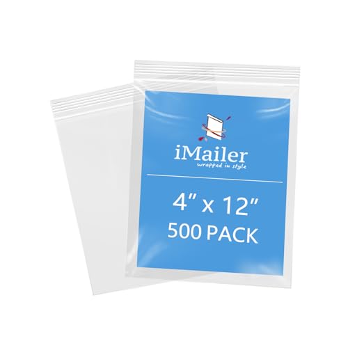 iMailer 10,2 x 30,5 cm, 500 Stück, 2 mm, wiederverschließbare Reißverschlussbeutel, kleine transparente Plastiktüten zur Aufbewahrung, Organisation, Handwerk, Snacks, Schmuck, Hardware von iMailer