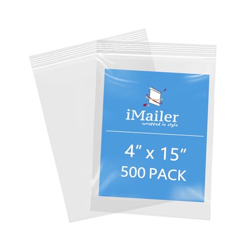 iMailer 10,2 x 38,1 cm, 500 Stück, 2 mm, wiederverschließbare Reißverschlussbeutel, kleine transparente Plastiktüten zur Aufbewahrung, Organisation, Handwerk, Snacks, Schmuck, Hardware von iMailer