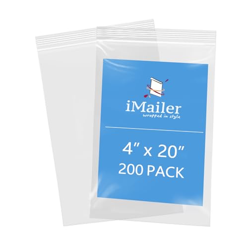 iMailer 10,2 x 50,8 cm, 500 Stück, 2 mm, wiederverschließbare Reißverschlussbeutel, kleine transparente Plastiktüten zur Aufbewahrung, Organisation, Handwerk, Snacks, Schmuck, Hardware von iMailer