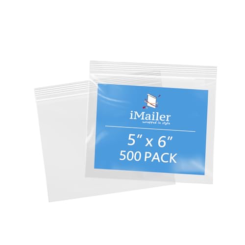 iMailer 12,7 x 15,2 cm, 500 Stück, 2 mm, wiederverschließbare Reißverschlussbeutel, kleine transparente Plastiktüten zur Aufbewahrung, Organisation, Basteln, Snacks, Schmuck, Hardware von iMailer