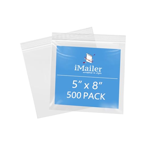 iMailer 12,7 x 20,3 cm, 500 Stück, 2 mm, wiederverschließbare Reißverschlussbeutel, kleine transparente Plastiktüten zur Aufbewahrung, Organisation, Handwerk, Snacks, Schmuck, Hardware von iMailer