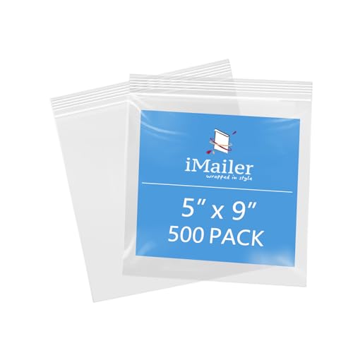 iMailer 12,7 x 22,9 cm, 500 Stück, 2 mm, wiederverschließbare Reißverschlussbeutel, kleine transparente Plastiktüten zur Aufbewahrung, Organisation, Handwerk, Snacks, Schmuck, Hardware von iMailer