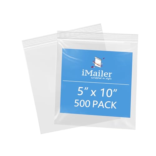 iMailer 12,7 x 25,4 cm, 500 Stück, 2 mm, wiederverschließbare Reißverschlussbeutel, kleine transparente Plastiktüten zur Aufbewahrung, Organisation, Handwerk, Snacks, Schmuck, Hardware von iMailer