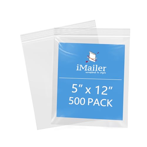 iMailer 12,7 x 30,5 cm, 500 Stück, 2 mm, wiederverschließbare Reißverschlussbeutel, kleine transparente Plastiktüten zur Aufbewahrung, Organisation, Handwerk, Snacks, Schmuck, Hardware von iMailer