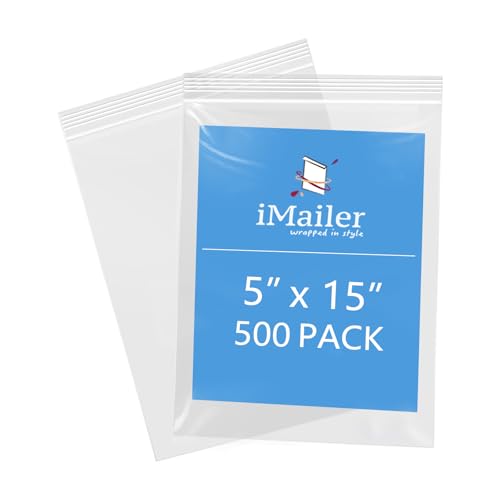 iMailer 12,7 x 38,1 cm, 500 Stück, 2 mm, wiederverschließbare Reißverschlussbeutel, kleine transparente Plastiktüten zur Aufbewahrung, Organisation, Handwerk, Snacks, Schmuck, Hardware von iMailer