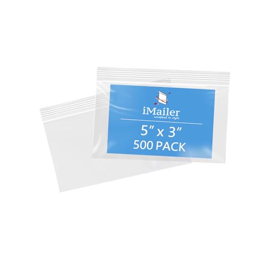 iMailer 12,7 x 7,6 cm, 500 Stück, 2 mm, wiederverschließbare Reißverschlussbeutel, kleine transparente Plastiktüten zur Aufbewahrung, Organisation, Handwerk, Snacks, Schmuck, Hardware von iMailer
