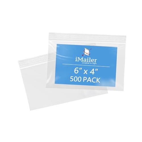 iMailer 15,2 x 10,2 cm, 500 Stück, 2 mm, wiederverschließbare Reißverschlussbeutel, kleine transparente Plastiktüten zur Aufbewahrung, Organisation, Handwerk, Snacks, Schmuck, Hardware von iMailer
