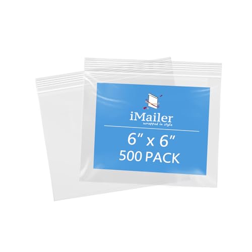 iMailer 15,2 x 15,2 cm, 500 Stück, 2 mm, wiederverschließbare Reißverschlussbeutel, kleine transparente Plastiktüten zur Aufbewahrung, Organisation, Basteln, Snacks, Schmuck, Hardware von iMailer