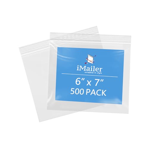 iMailer 15,2 x 17,8 cm, 500 Stück, 2 mm, wiederverschließbare Reißverschlussbeutel, kleine transparente Plastiktüten zur Aufbewahrung, Organisation, Basteln, Snacks, Schmuck, Hardware von iMailer