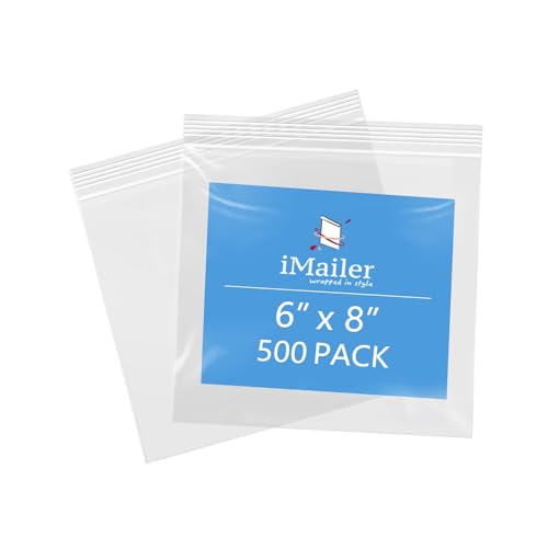 iMailer 15,2 x 20,3 cm, 500 Stück, 2 mm, wiederverschließbare Reißverschlussbeutel, kleine transparente Plastiktüten zur Aufbewahrung, Organisation, Handwerk, Snacks, Schmuck, Hardware von iMailer