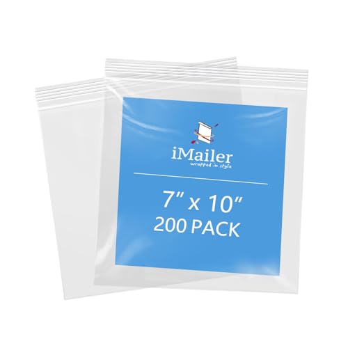 iMailer - 17,8 x 25,4 cm, 200 Stück, 2 mm wiederverschließbare Reißverschlussbeutel, transparente Plastiktüten mit Reißverschluss oben für Aufbewahrung, Organisation, Handwerk, Reisen von iMailer