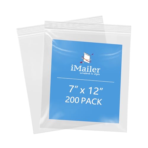 iMailer - 17,8 x 30,5 cm, 200 Stück, 2 mm wiederverschließbare Reißverschlussbeutel, transparente Plastiktüten mit Reißverschluss oben für Aufbewahrung, Organisation, Handwerk, Reisen von iMailer