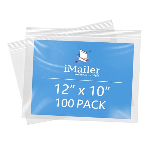 iMailer - 30,5 x 25,4 cm, 100 Stück, 2 mm wiederverschließbare Reißverschlussbeutel, transparente Plastiktüten mit Reißverschluss oben für Aufbewahrung, Organisation, Handwerk, Reisen von iMailer