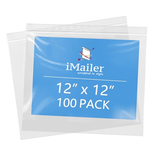 iMailer - 30,5 x 30,5 cm, 100 Stück, 2 mm wiederverschließbare Reißverschlussbeutel, transparente Plastiktüten mit Reißverschluss oben für Aufbewahrung, Organisation, Handwerk, Reisen von iMailer