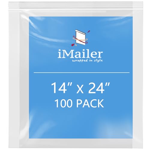 iMailer - 35,6 x 61 cm, 100 Stück, 2 mm wiederverschließbare Reißverschlussbeutel, transparente Plastiktüten mit Reißverschluss oben für Aufbewahrung, Organisation, Handwerk, Reisen von iMailer