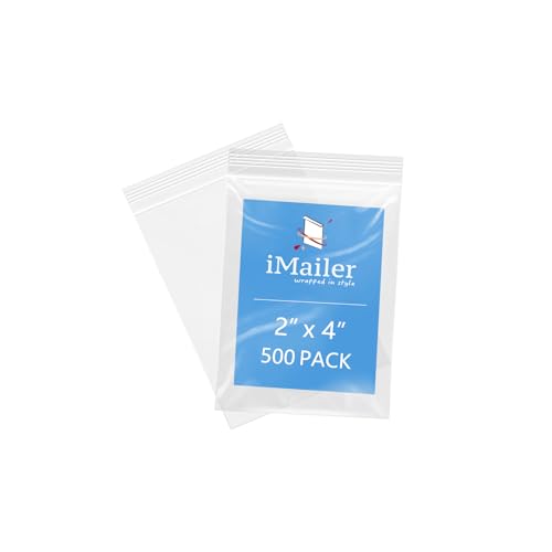 iMailer 5,1 x 10,2 cm, 500 Stück, 2 mm, wiederverschließbare Reißverschlussbeutel, kleine transparente Plastiktüten zur Aufbewahrung, Organisation, Handwerk, Snacks, Schmuck, Hardware von iMailer