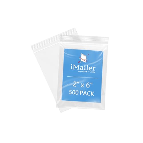 iMailer 5,1 x 15,2 cm, 500 Stück, 2 mm, wiederverschließbare Reißverschlussbeutel, kleine transparente Plastiktüten zur Aufbewahrung, Organisation, Handwerk, Snacks, Schmuck, Hardware von iMailer