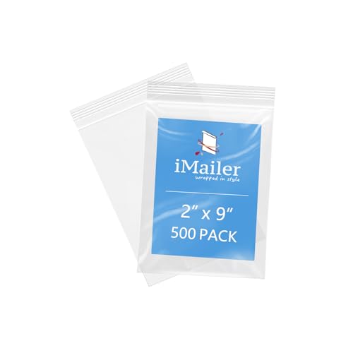 iMailer 5,1 x 22,9 cm, 500 Stück, 2 mm, wiederverschließbare Reißverschlussbeutel, kleine transparente Plastiktüten zur Aufbewahrung, Organisation, Handwerk, Snacks, Schmuck, Hardware von iMailer