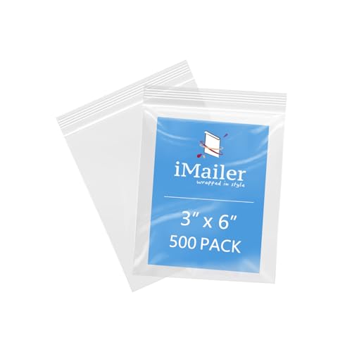 iMailer - 7,6 x 15,2 cm, 500 Stück, 3 mm wiederverschließbare Reißverschlussbeutel, kleine transparente Plastiktüten zur Aufbewahrung, Organisation, Handwerk, Snacks, Schmuck, Hardware von iMailer