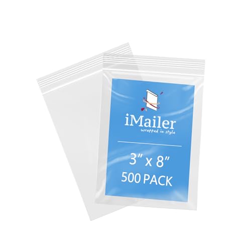 iMailer - 7,6 x 20,3 cm, 500 Stück, 2 mm wiederverschließbare Reißverschlussbeutel, kleine transparente Plastiktüten zur Aufbewahrung, Organisation, Handwerk, Snacks, Schmuck, Hardware von iMailer