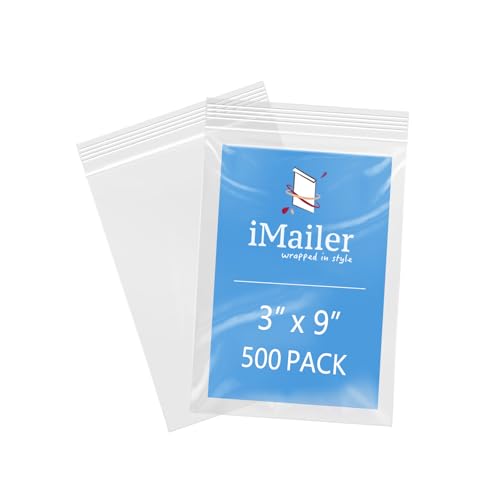 iMailer - 7,6 x 22,9 cm, 500 Stück, 2 mm wiederverschließbare Reißverschlussbeutel, kleine transparente Plastiktüten zur Aufbewahrung, Organisation, Handwerk, Snacks, Schmuck, Hardware von iMailer