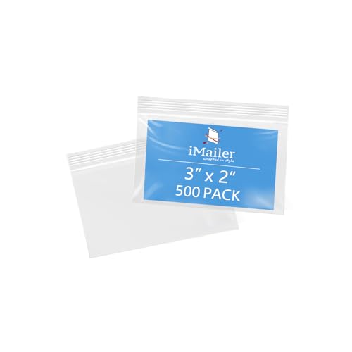iMailer - 7,6 x 5,1 cm, 500 Stück, 2 mm, wiederverschließbare Reißverschlussbeutel, kleine transparente Plastiktüten zur Aufbewahrung, Organisation, Handwerk, Snacks, Schmuck, Hardware von iMailer