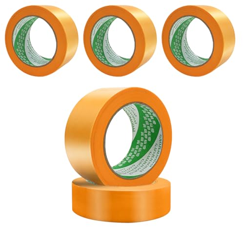 iMeshbean 5 Rollen Goldband 50mm x 50m Malerkrepp Kreppband, Maler Klebeband Profi Abklebeband Soft Tape, Papiertape Selbstklebend Masking Tape (5 Rollen 50mm x 50m) von iMeshbean