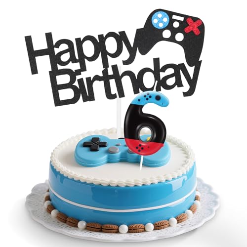 iNINGER Geburtstagskerzen, Stufe 6, Zahlen-Geburtstag, Kuchendekoration, Dekoration für Videospiel-Mottoparty, 6. Videospiel-Kerze für Jungen und Mädchen, Party-Dekor, Rot / Blau iNINGER Geburtstagskerzen, Stufe 6, Zahlen-Geburtstag, Kuchendekoration, Dekoration für Videospiel-Mottoparty, 6. Videospiel-Kerze für Jungen und Mädchen, Party-Dekor, Rot / Blau von iNINGER