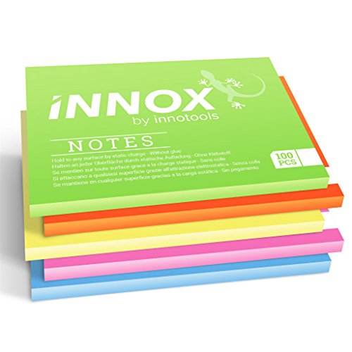 Elektrostatisch selbstklebende Haftnotiz klein | Für alle Oberflächen - Innovative Sticky Notes ohne Klebstoff von INNOX® | Ideen visualisieren, verschieben, strukturieren | Bunt, 10x7cm, 500 Blatt von iNNOX